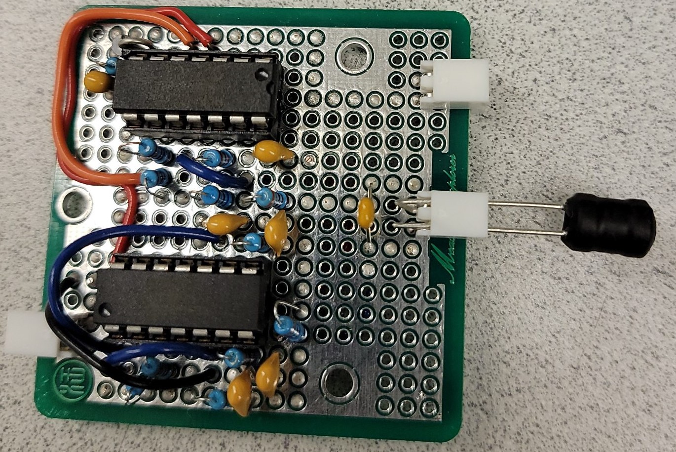 Track Wire Detector on Perfboard